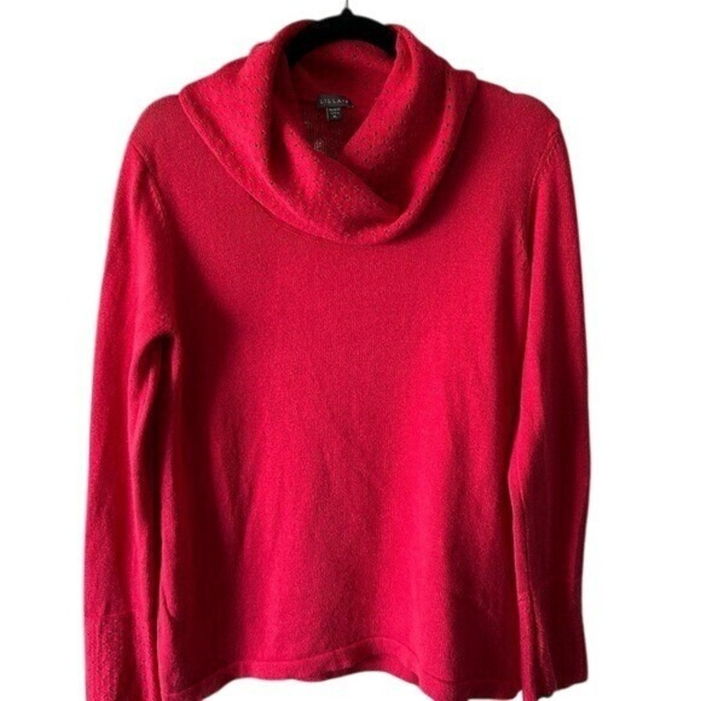 Lilla P Cotton Cashmere Cowl Neck Sweater Pullover Knit Top Hot Pink Size‎ XL